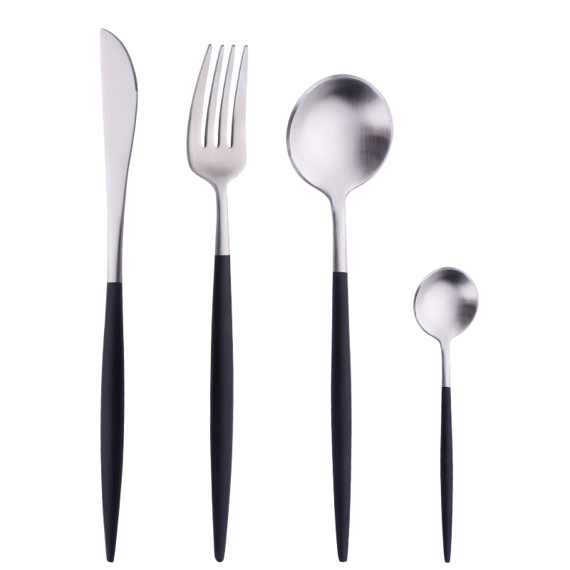 Luxury Black/Gold Flatware 4pc Set