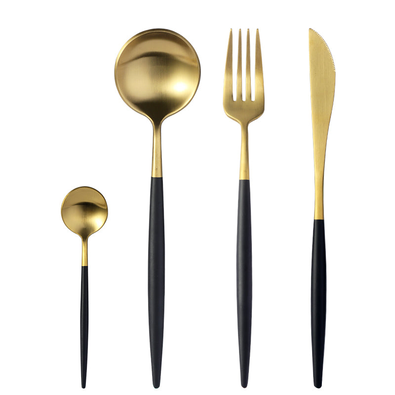 Luxury Black/Gold Flatware 4pc Set